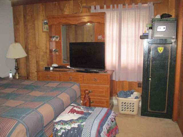 6876 Old Alba Rd, Gaylord, MI 49735 - bedroom with carpet floors and wood walls