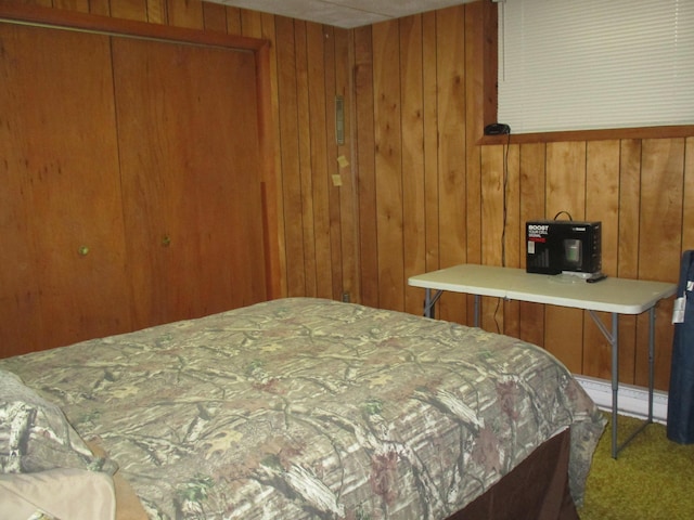 6876 Old Alba Rd, Gaylord, MI 49735 - carpeted bedroom with wooden walls