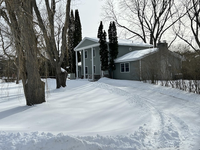 exterior space with a chimney