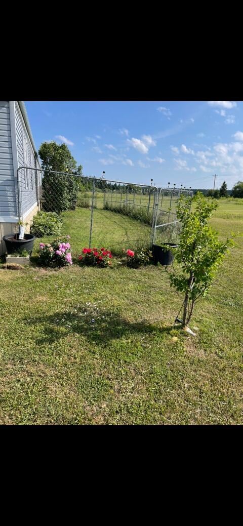 view of yard featuring a rural view and fence