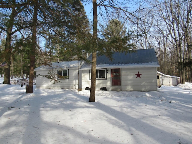 exterior space with a garage