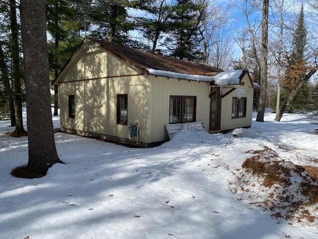 view of snow covered exterior