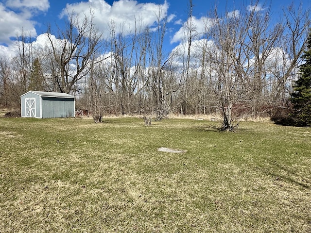 916 W First St, Cheboygan, MI 49721 - view of yard featuring a shed and an outbuilding