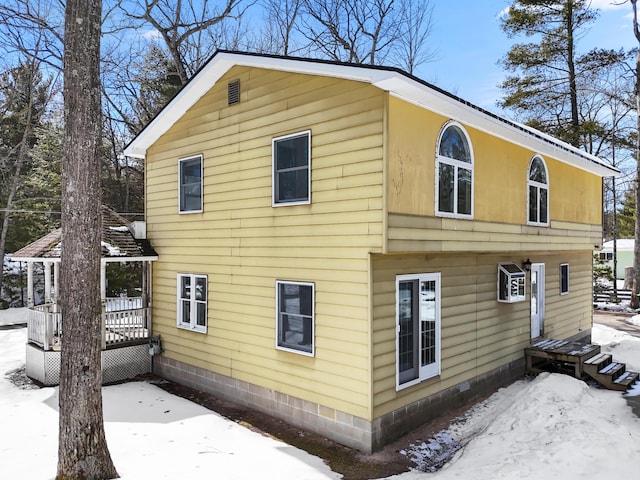 view of snow covered exterior