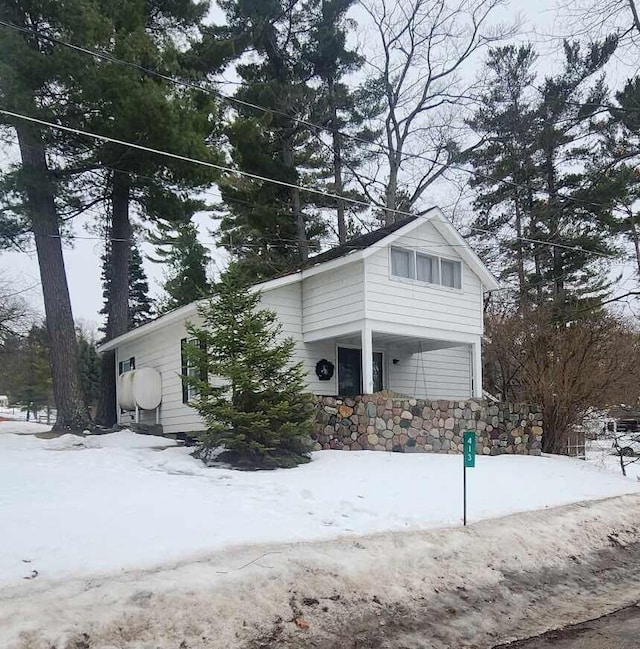 view of snow covered exterior