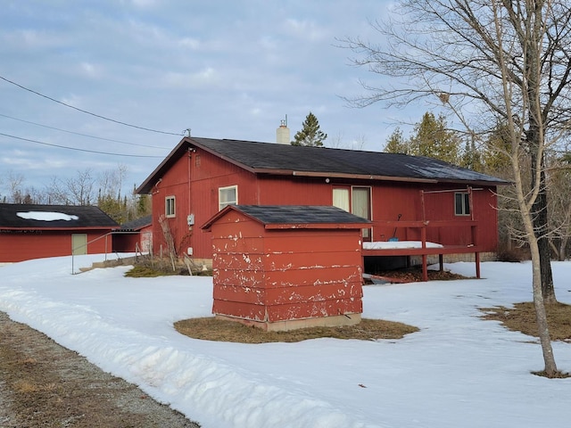 view of snow covered property