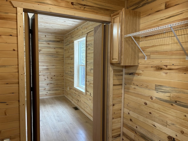 spacious closet featuring light wood-style flooring
