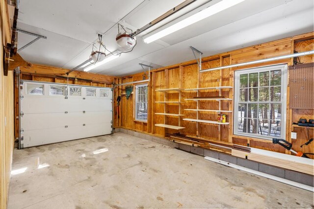 garage with a garage door opener