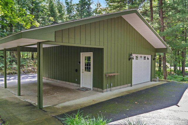 view of garage