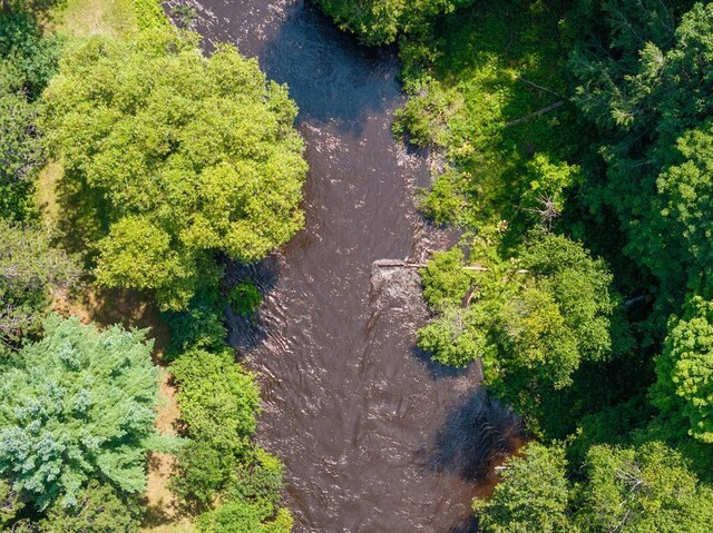 drone / aerial view featuring a view of trees