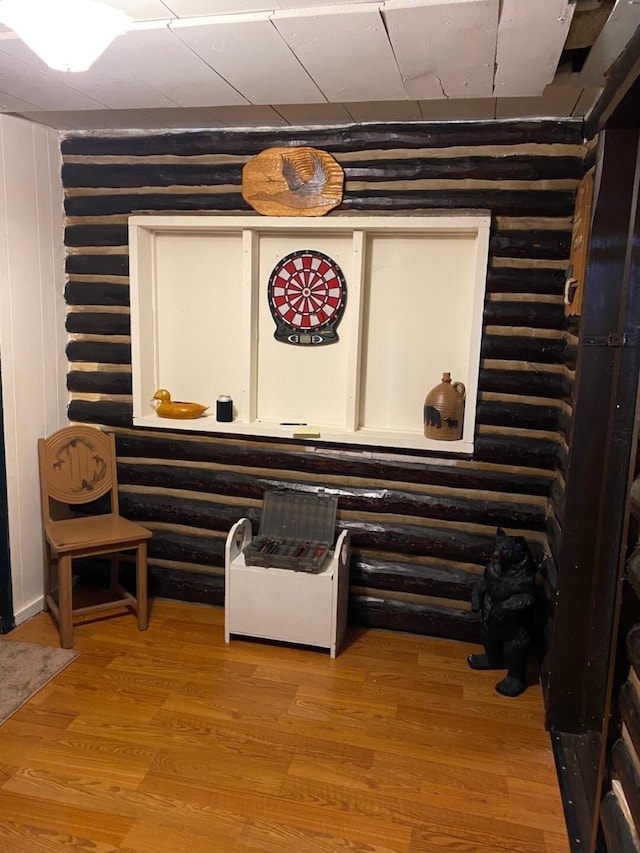 living area with light wood-style floors