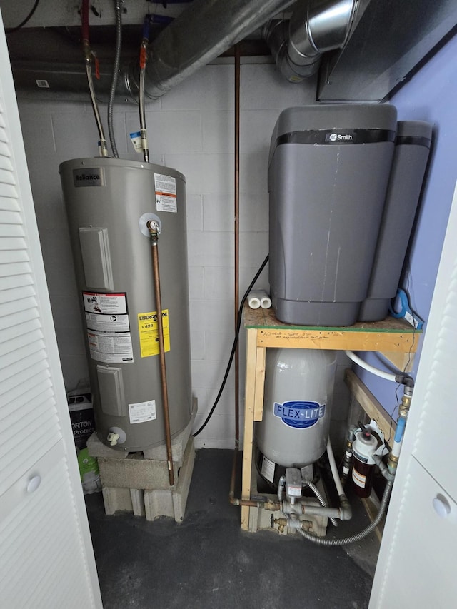 utility room with water heater