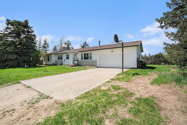 1114 Brooktrout Ln, Gaylord, MI 49735 - ranch-style home featuring an attached garage, driveway, a front yard, and brick siding
