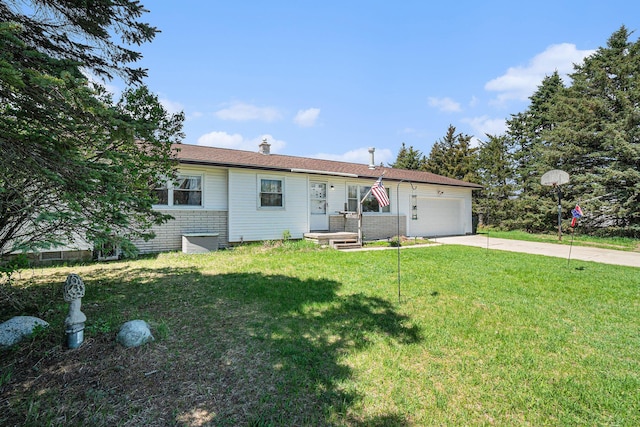 1114 Brooktrout Ln, Gaylord, MI 49735 - single story home featuring driveway, an attached garage, a front lawn, and a chimney