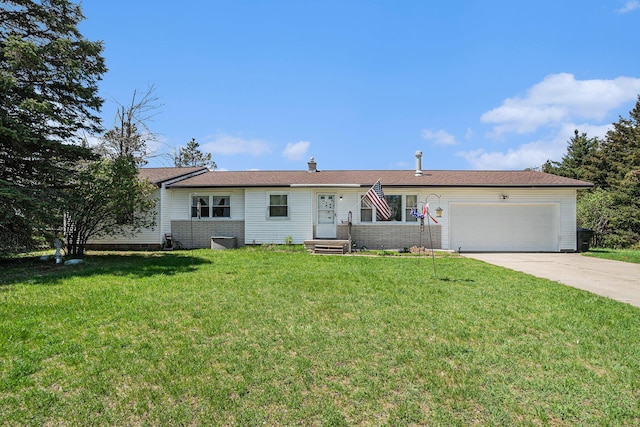 1114 Brooktrout Ln, Gaylord, MI 49735 - single story home with concrete driveway, a garage, a front lawn, and entry steps