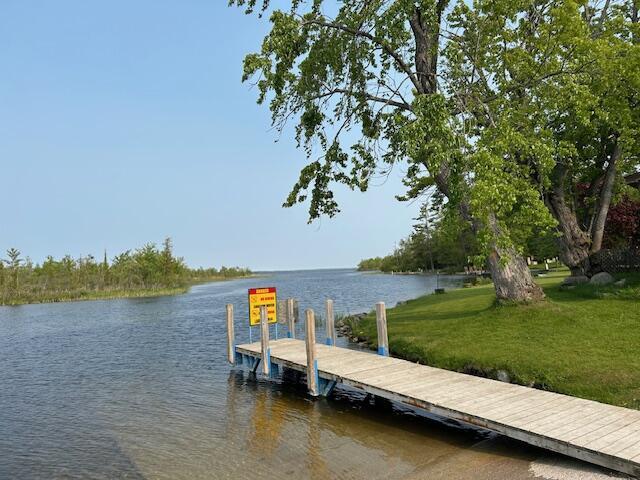 1467 N Black River Rd, Cheboygan, MI 49721 - dock area with a water view and a yard