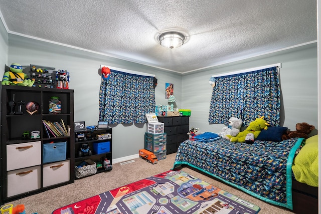 6830 Elmwood, Indian River, MI 49749 - carpeted bedroom with ornamental molding and a textured ceiling