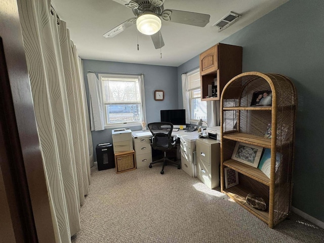 605 Sam-O-Set Blvd, Roscommon, MI 48653 - office area with light carpet, ceiling fan, and visible vents