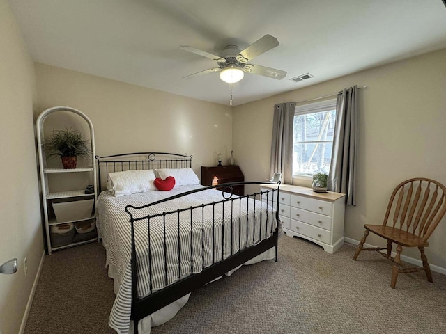 605 Sam-O-Set Blvd, Roscommon, MI 48653 - carpeted bedroom with baseboards, ceiling fan, and visible vents