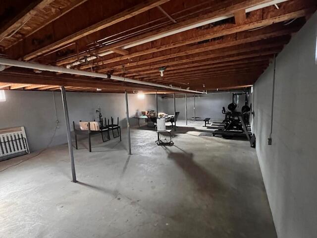 view of unfinished basement