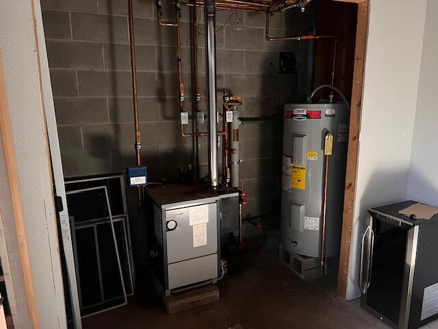 utilities with a heating unit and electric water heater