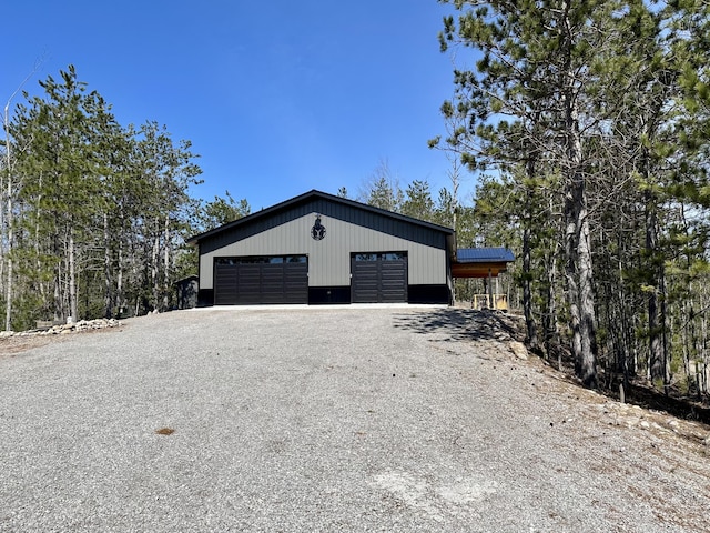 view of detached garage