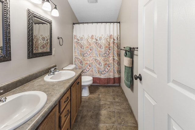 6150 Northpoint Dr, Saint Helen, MI 48656 - bathroom featuring double vanity and curtained shower