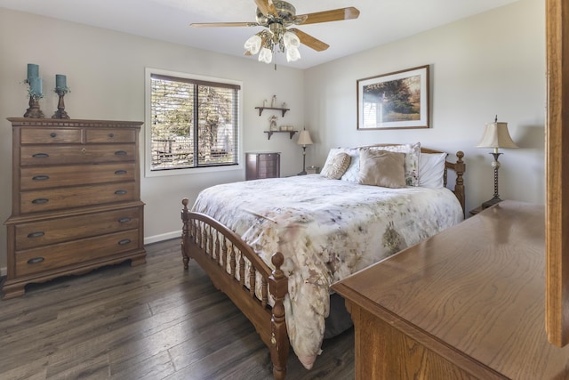 6150 Northpoint Dr, Saint Helen, MI 48656 - bedroom featuring dark wood finished floors and ceiling fan
