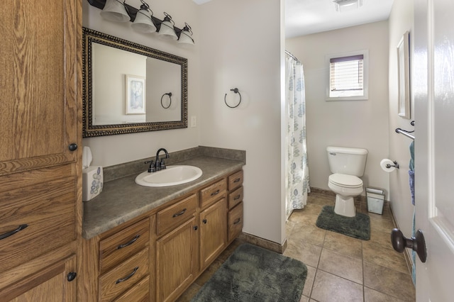 6150 Northpoint Dr, Saint Helen, MI 48656 - full bath featuring vanity, tile patterned flooring, and curtained shower