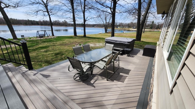 6150 Northpoint Dr, Saint Helen, MI 48656 - wooden terrace with a water view and a yard