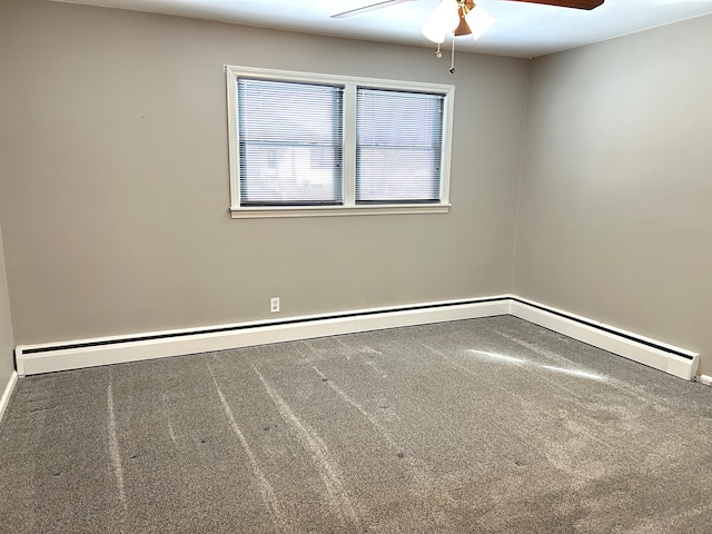 spare room featuring carpet and a ceiling fan