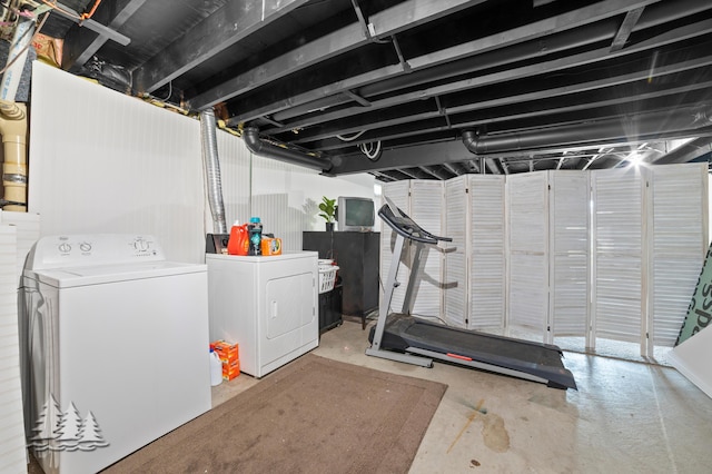 unfinished below grade area with washer and dryer