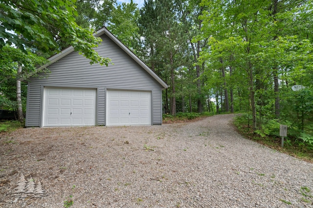 view of detached garage