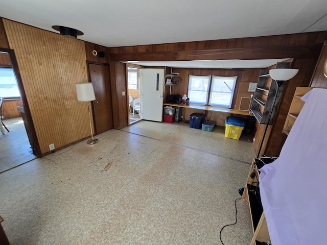 2051 Stutesman Dr, Fairview, MI 48621 - living room with wooden walls