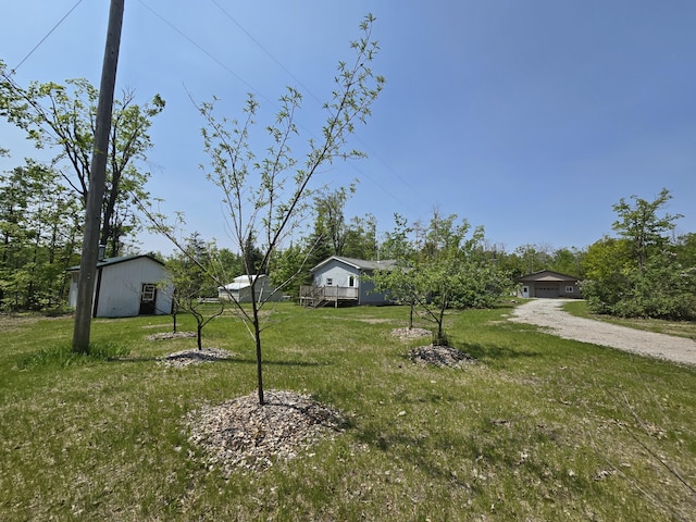 1793 W Kittle Rd, Mio, MI 48647 - view of grassy yard featuring dirt driveway and a garage