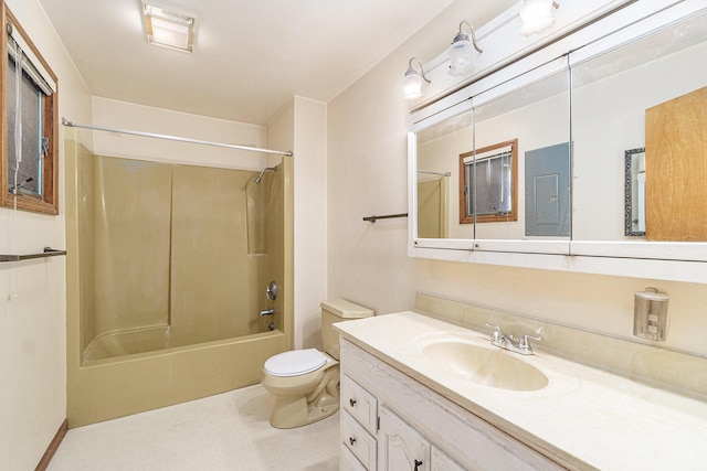4640 Hiawatha Dr, Cheboygan, MI 49721 - bathroom featuring vanity,  shower combination, and toilet