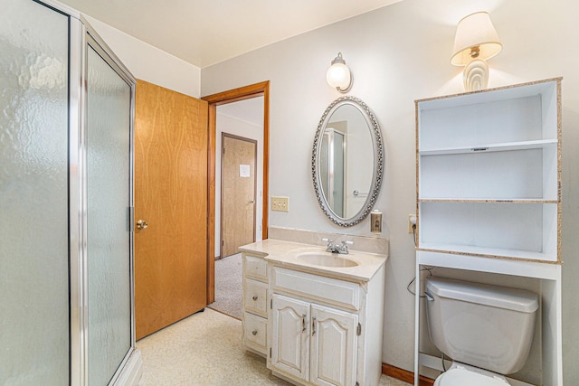 4640 Hiawatha Dr, Cheboygan, MI 49721 - full bathroom with toilet, vanity, and a stall shower