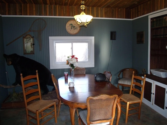 3468 W Nye Rd, Hessel, MI 49745 - dining room featuring wood ceiling