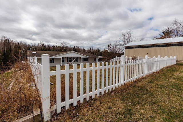 view of gate featuring a fenced front yard