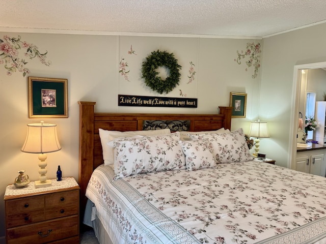10525 Alpenhof Dr, Grayling, MI 49738 - bedroom featuring ornamental molding and a textured ceiling