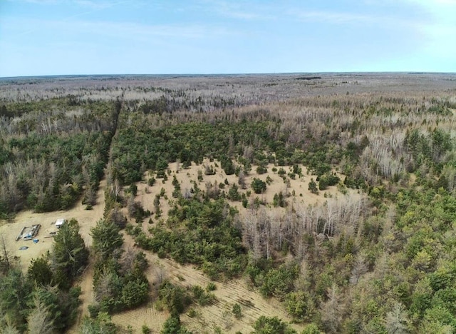aerial view featuring a forest view