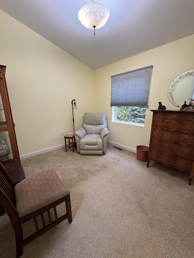 1220 N Lake Huron Shore Dr, Harrisville, MI 48740 - sitting room featuring carpet floors, baseboards, and visible vents