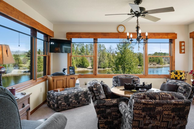 interior space featuring a chandelier and plenty of natural light