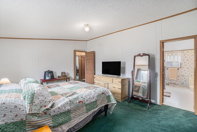1580 Bancroft St, Cheboygan, MI 49721 - bedroom featuring carpet flooring, a textured ceiling, and ornamental molding