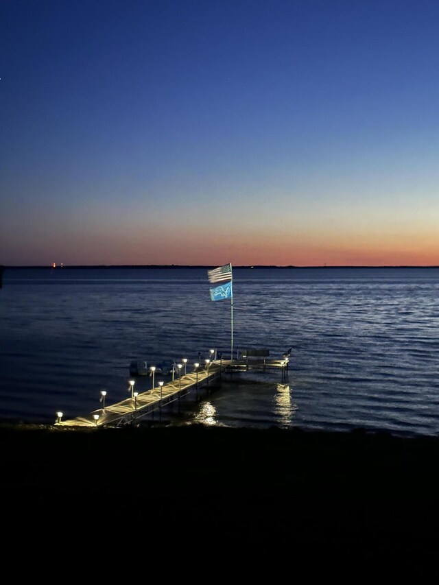 property view of water with a boat dock