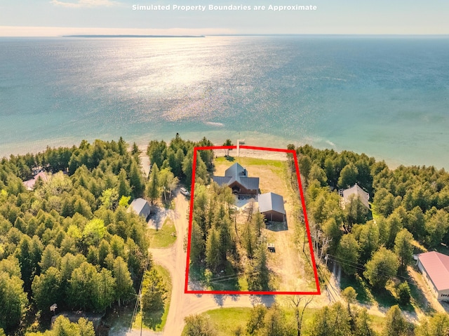 3968 Stony Pointe Rd, Hessel, MI 49745 - aerial view of property and surrounding area featuring property boundaries highlighted