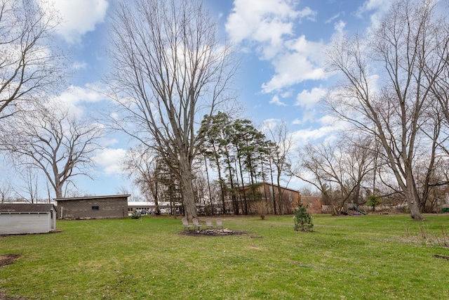 view of yard featuring an outbuilding and a shed