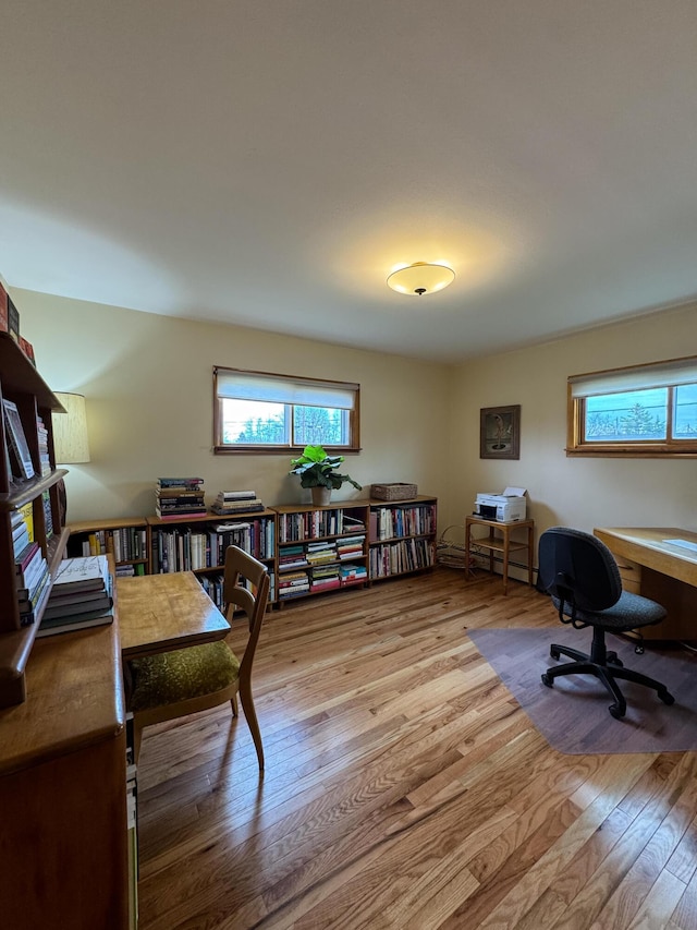 office space with wood finished floors and a wealth of natural light