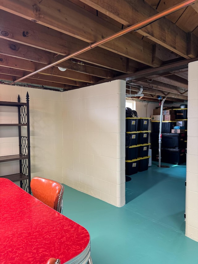 view of unfinished basement