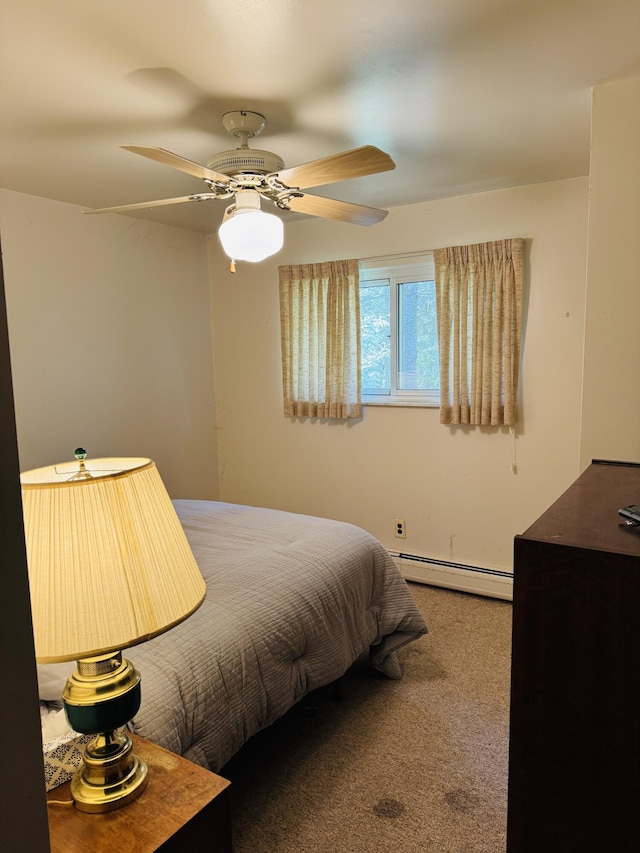 17745 Shubert Hwy, Alpena, MI 49707 - carpeted bedroom featuring baseboard heating and a ceiling fan